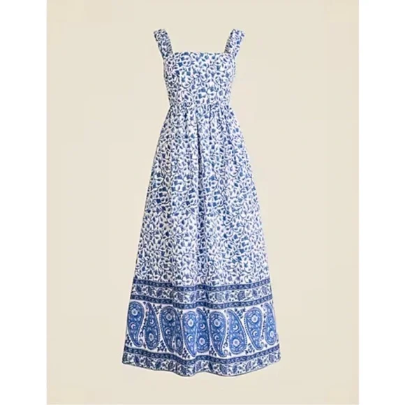 J. Crew Square Neck Midi Dress Bandana Block Print - Picture 4 of 9
